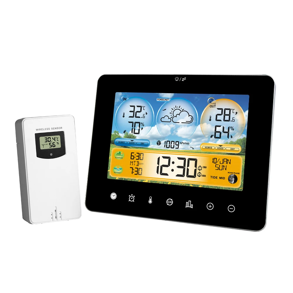 Weather Station Thermometer with Remote Sensors and Touch Color Screen Weather T