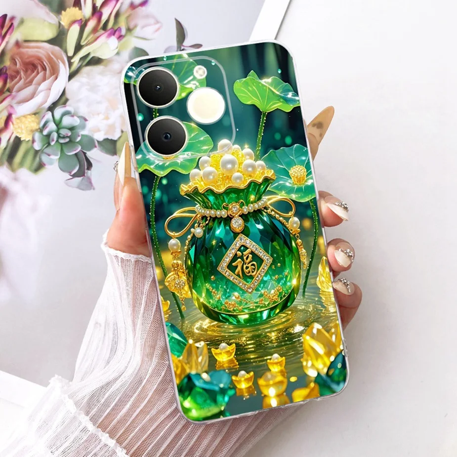 Luxury Lotus Painted Soft Silicone Case - Elegant Protective Cover