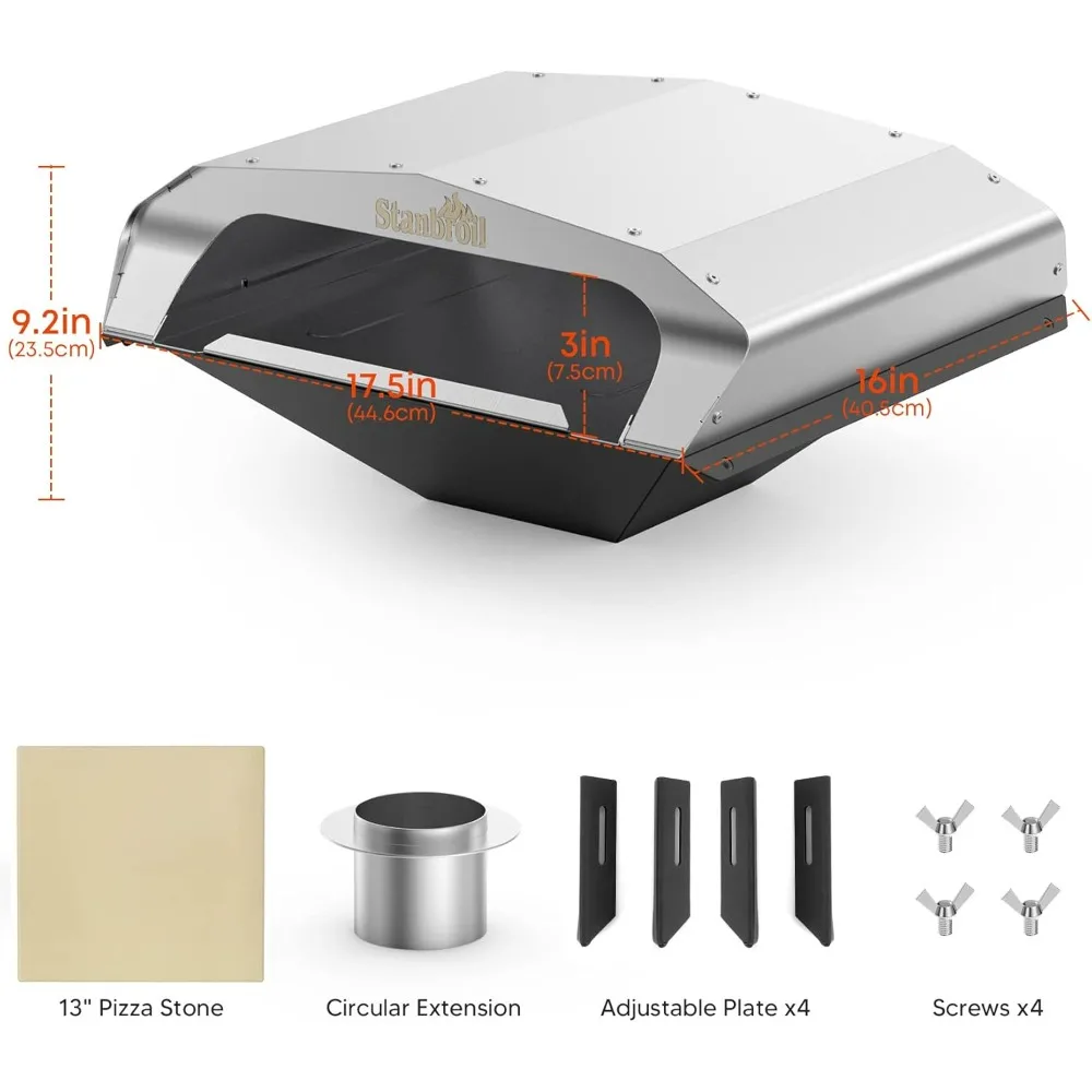 Wood-Fired Pizza Oven Attachment Compatible with Traeger, Pit Boss, Camp Chef, Green Mountain Grills, Z Grills, and Smokin Grill
