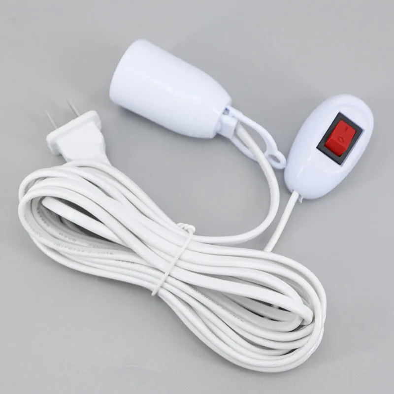 2m/4m Lamp Bases Universal Switch button Led Bulb power cable Socket extend Adapter E27 Screw Holder Accessories Tools US Plug
