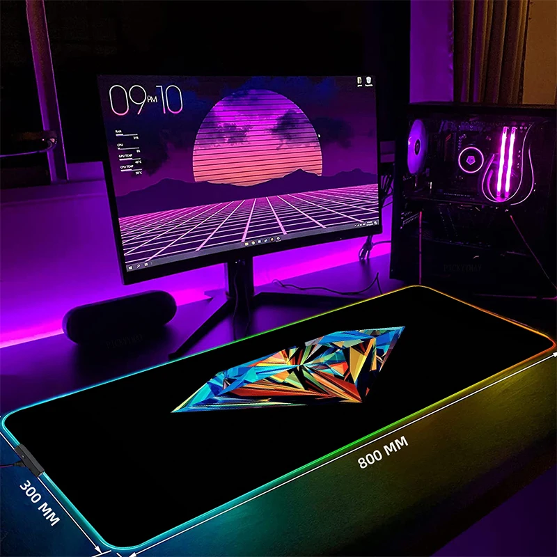 

Geometric Art Large RGB Mouse Pad Gaming Mousepad LED Mouse Mat Gamer Mousepads PC Desk Pads RGB Keyboard Mats XXL 35.4x15.7in