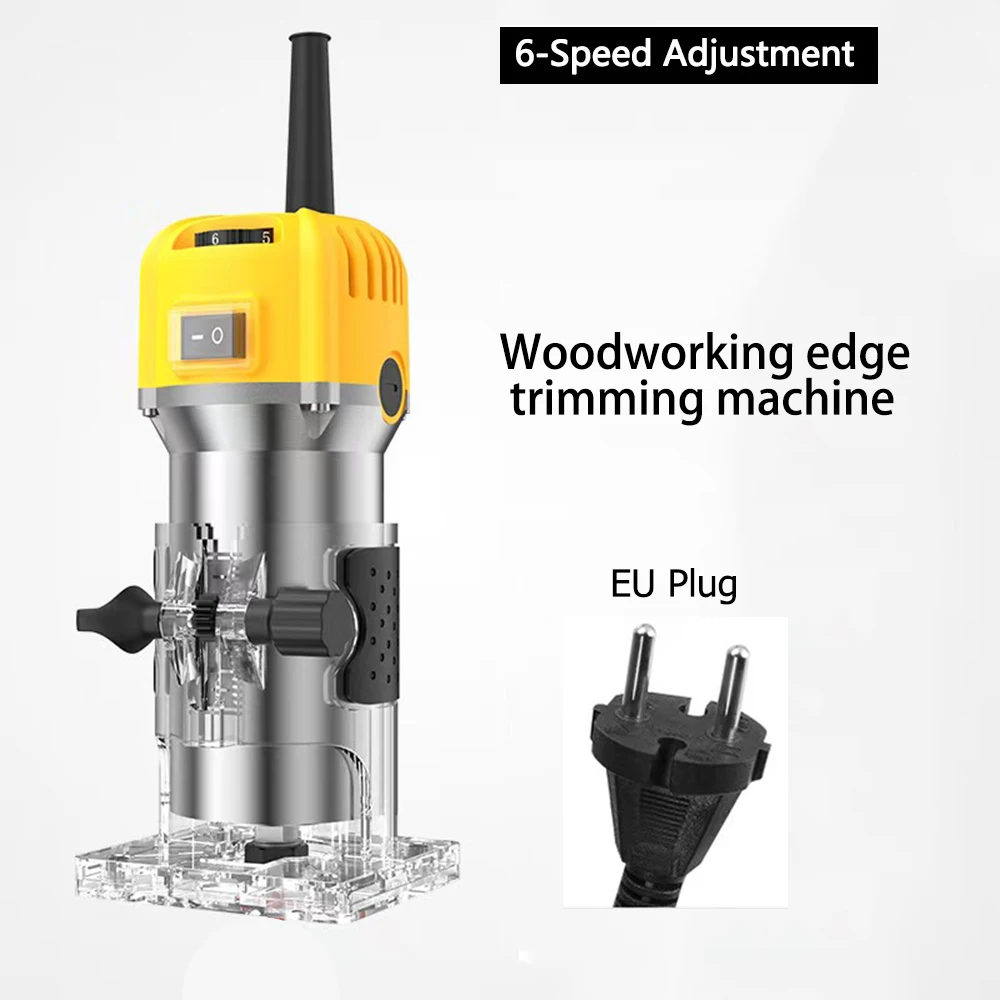 6 Speeds Electric Trimmer Wood Milling Trimming Engraving Slotting Machine Versatile Woodworking Router Power Tool EU Plug