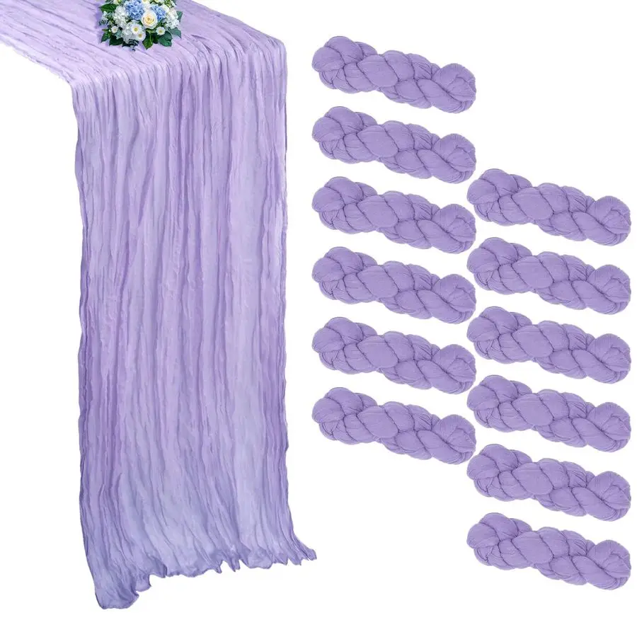 Pack Lavender Purple Cheesecloth Table Runner 10FT Boho Cheese Cloths Gauze Fabric Table Runners 120 Inch Rustic Sheer for Valen