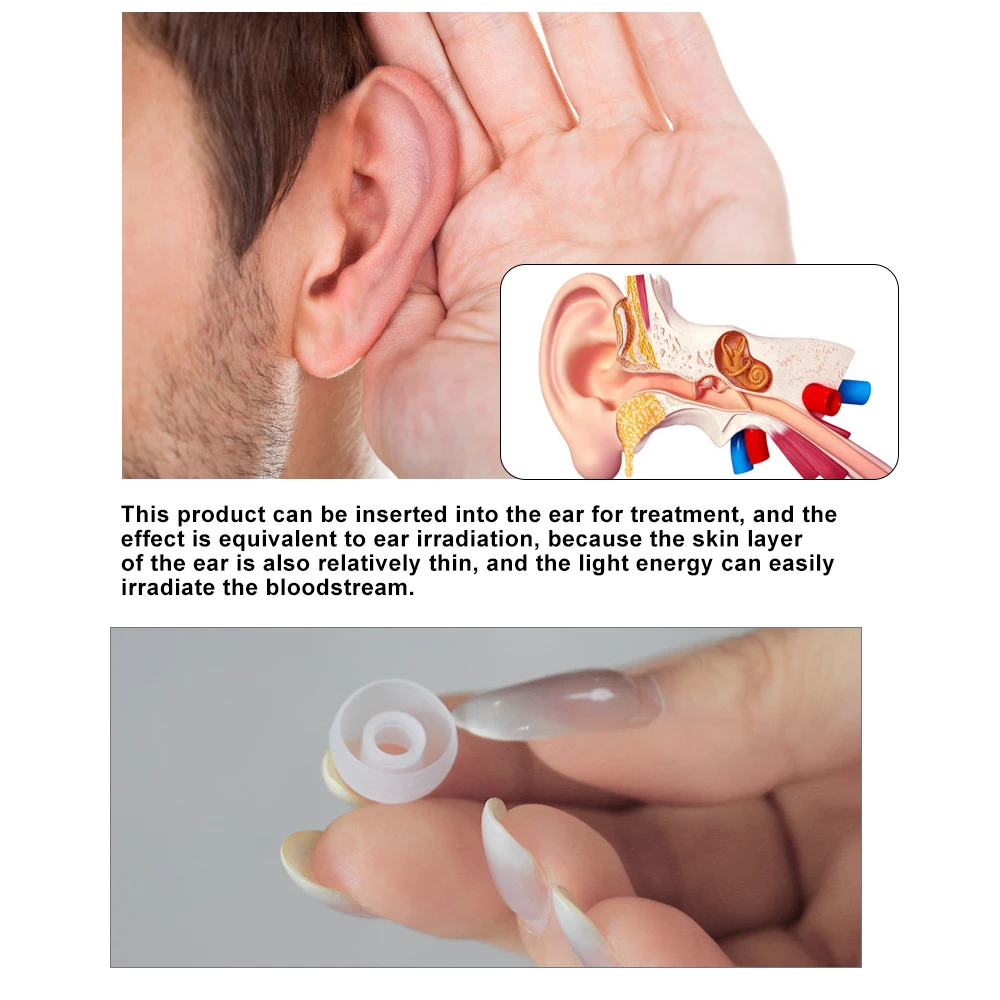 Tinnitus Ear Laser Therapy Portable Otitis Media Deafness Tinnitus Physiotherapy Relief Device 650nm Red Light LLLT Ear Canal 2