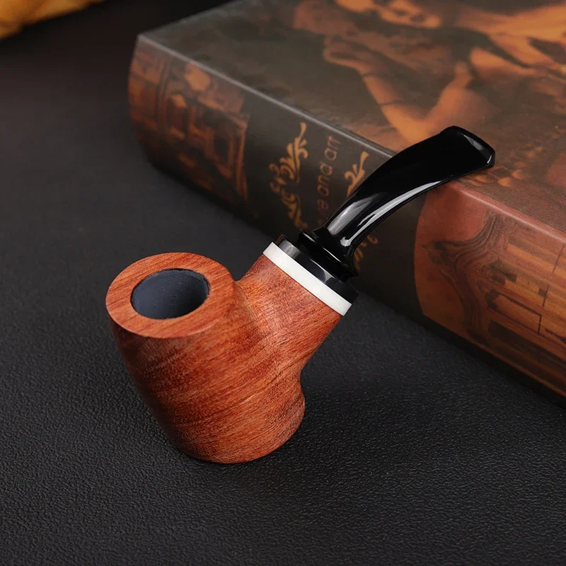 Bent Rosewood Tobacco Pipe 9mm Filters Decorative Ring Smoking Tools Gift