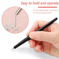 2pcs Nail Suction Steel Ball Magnetic Pen Black Handle Strong Suction Iron Stone Nail Art Pen High Precision Magnetite Nail Tool 2