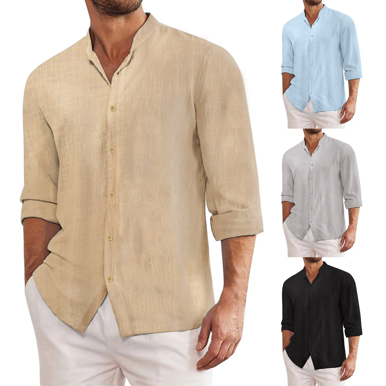 

New Men's Casual Blouse Plus Size Shirt Loose Tops Button Long Sleeve Tee Shirt Spring Autumn Casual Handsome Men Shirt Blusa