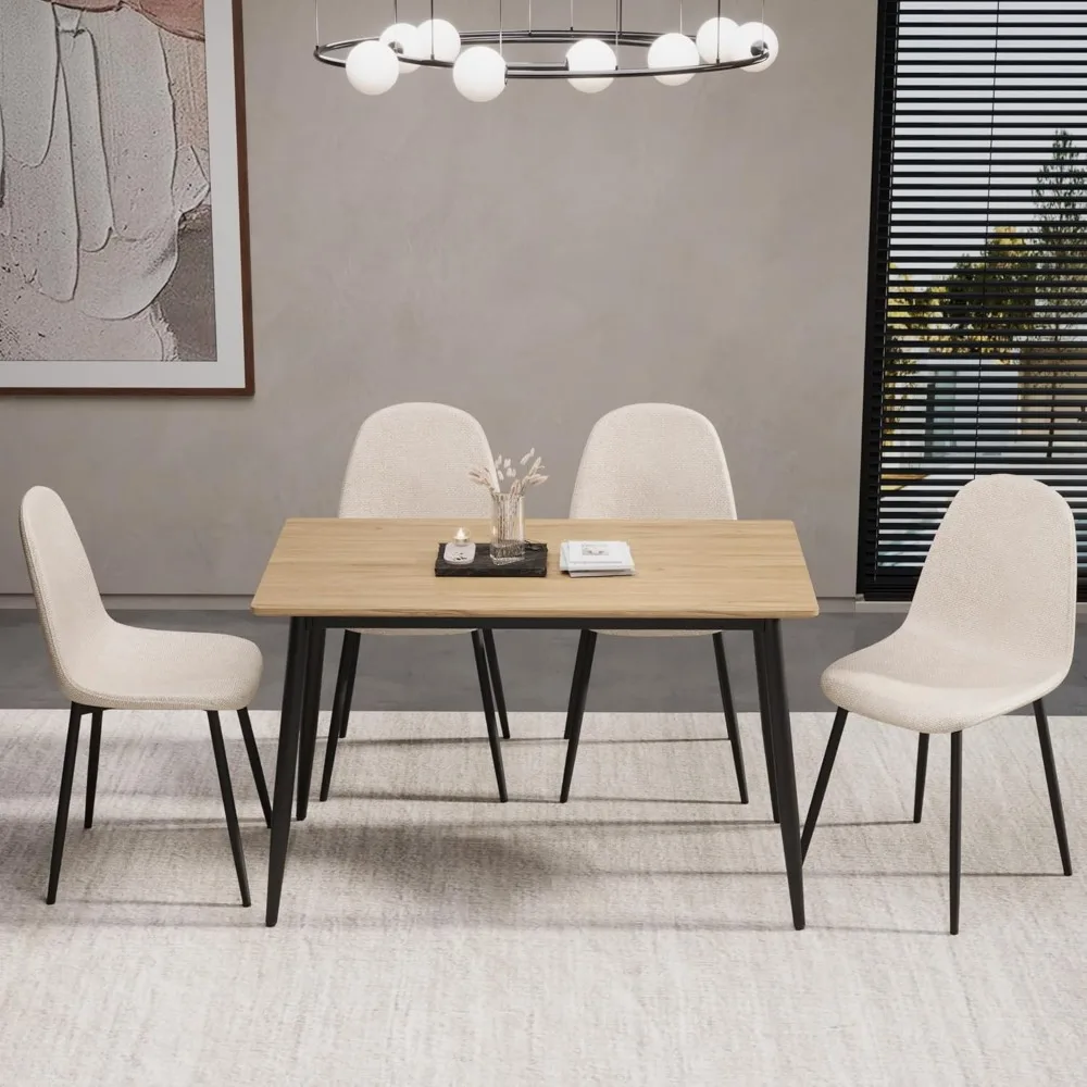 Small Dining Table Set for 4,47'' Wooden Modern Dining Table and Chairs Set with 4 Chairs,5 Piece Wooden Dining Table Set 4