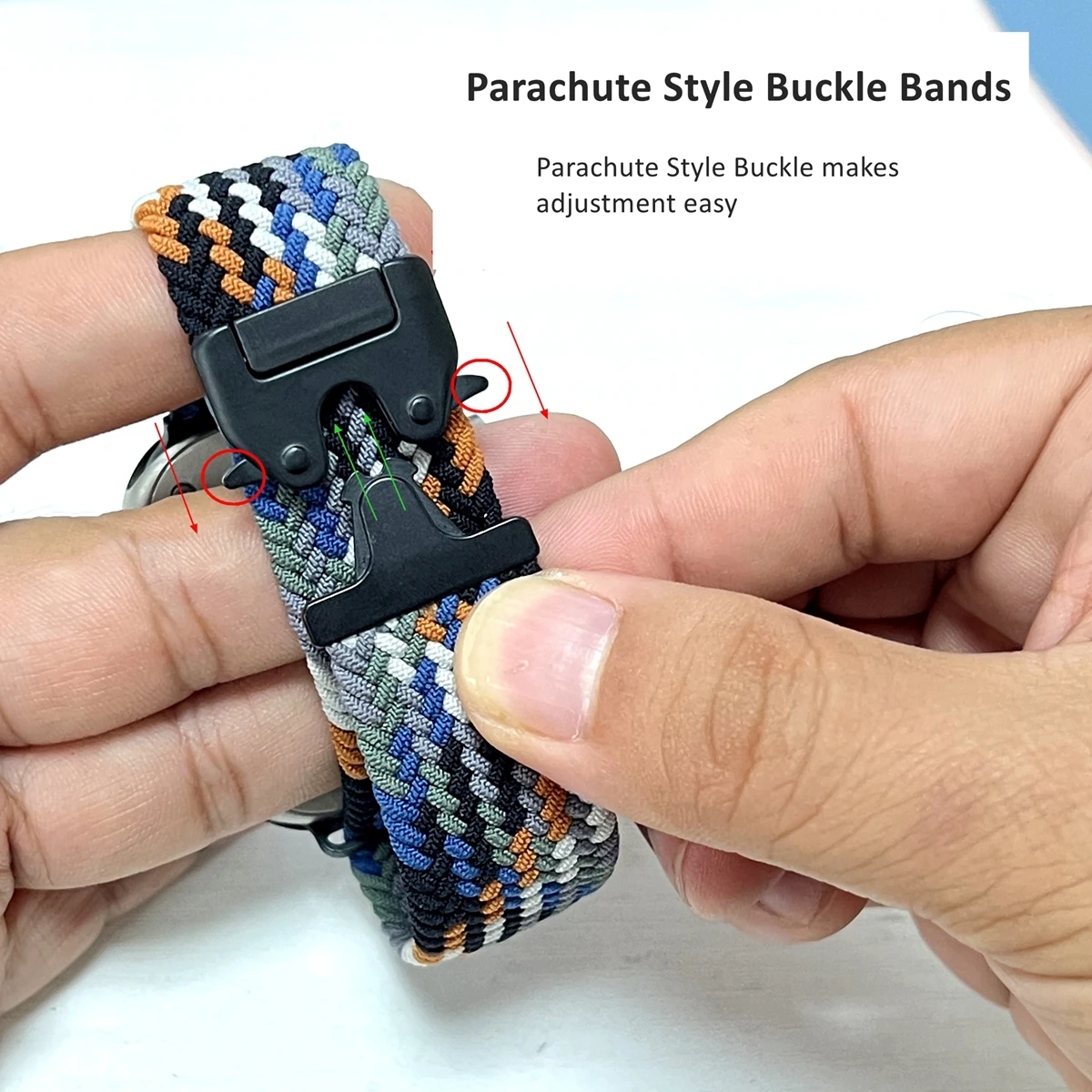 Braided Loop Parachute Buckle Nylon Elastic Strap - Vibrant and Durable Design