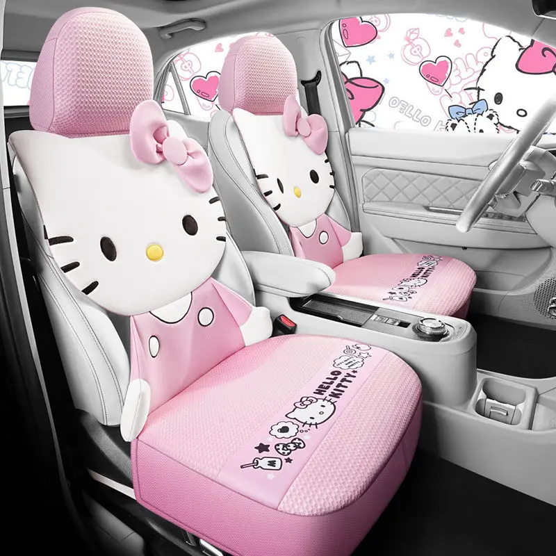 

Sanrio Kawaii Hellokitty подушка на сиденье автомобиля мультяшный четырехсезонный универсальный чехол на сиденье дышащий ледяной шелк полукруг