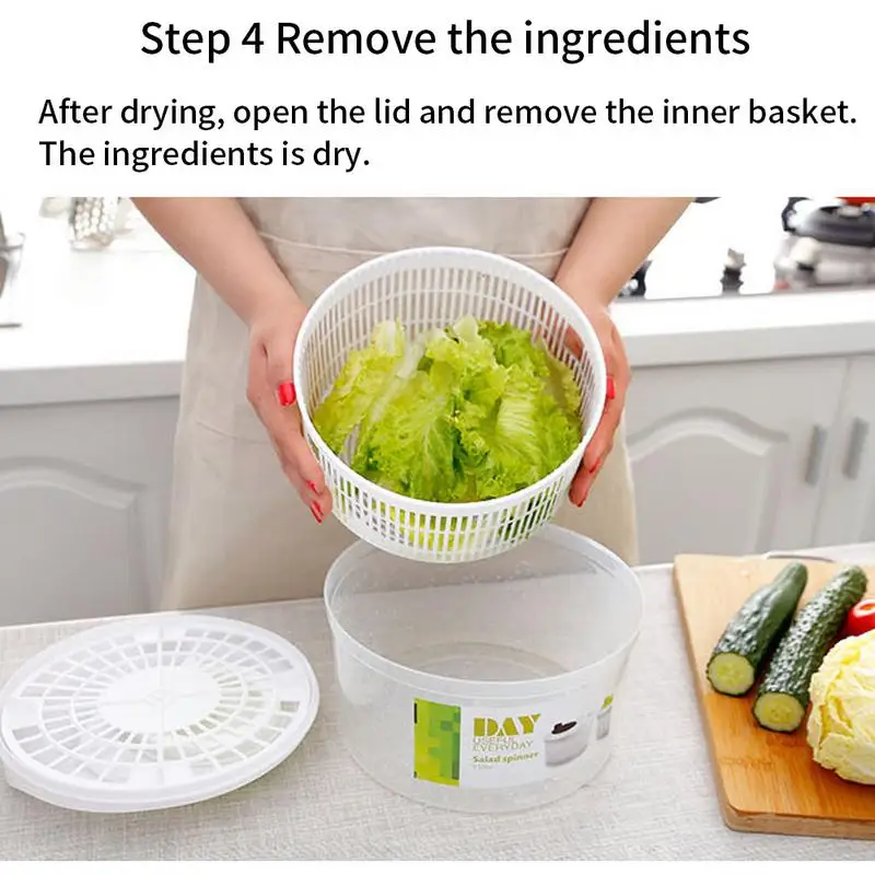 Salad Spinner Large Capacity Rotary Vegetables Dryer Salad Spinners Lettuce Leaf Vegetable Dehydrator Fruit & Vegetable Washing Drainer Basket