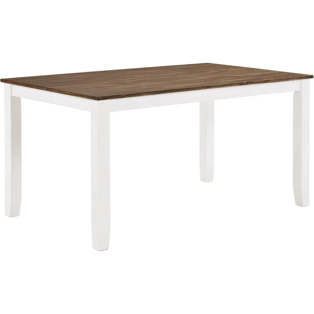 Fashion Solid Wood Dining Room Table and Chairs Set, 6 Set ,with Cross Back Chairs, 7 Piece Farmhouse Kitchen Table Set