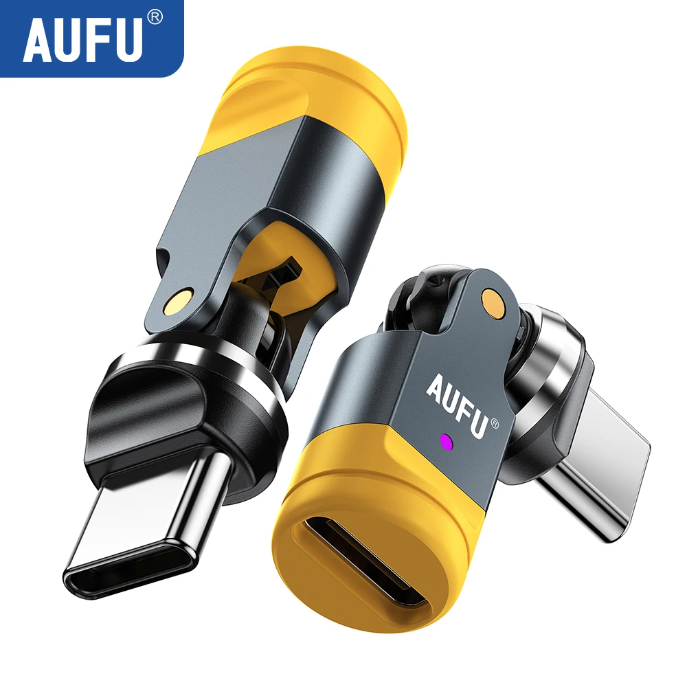 AUFU – adaptateur USB C 540 degrés, câble de charge rapide PD 240W, convertisseur de Type C mâle à femelle pour ordinateur portable Samsung S22 Xiaomi