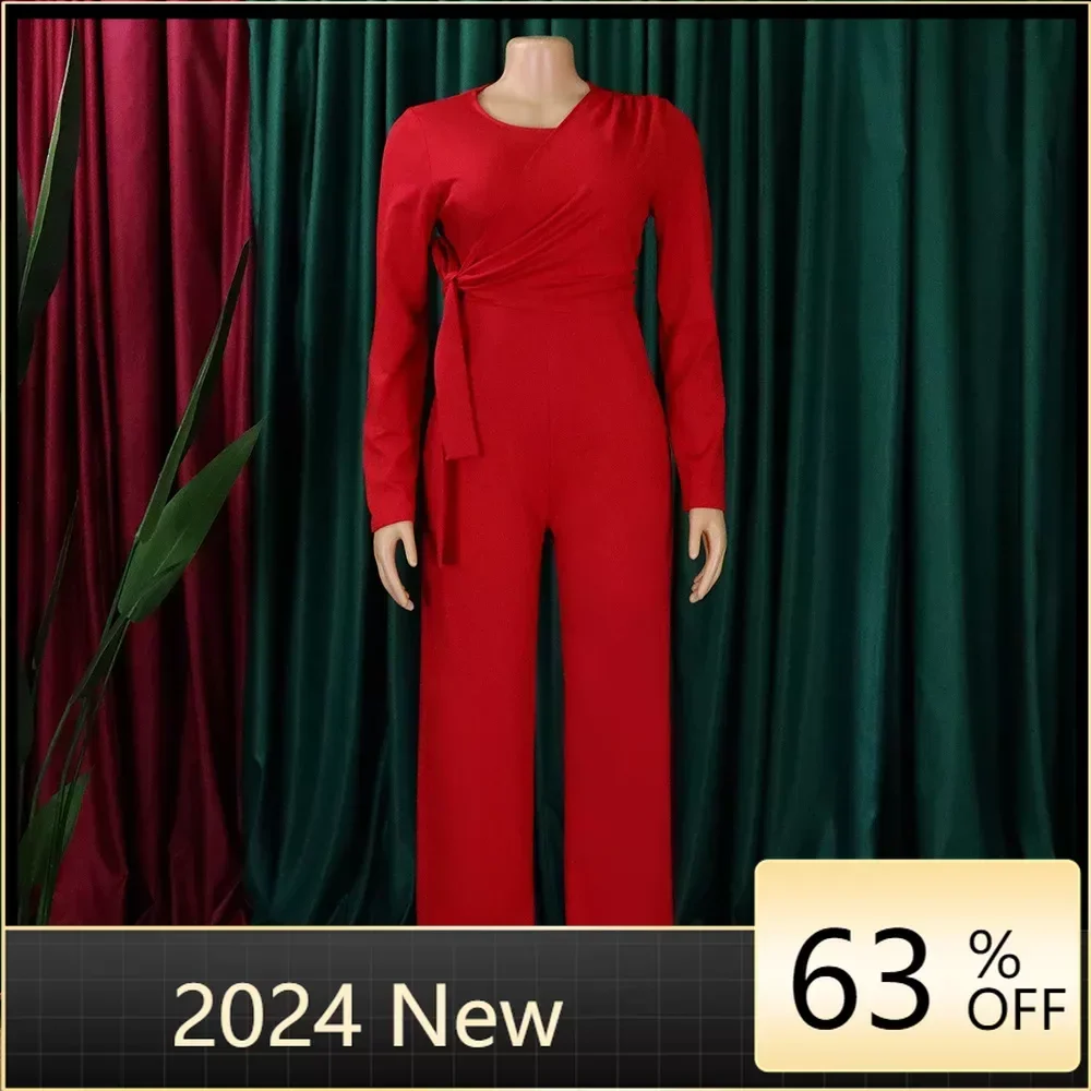 

Solid Color Women Jumpsuits For Spring Autumn Long Sleeve Bandage Loose Fashion Streetwear Overalls Wide Leg Pants Trousers 2023