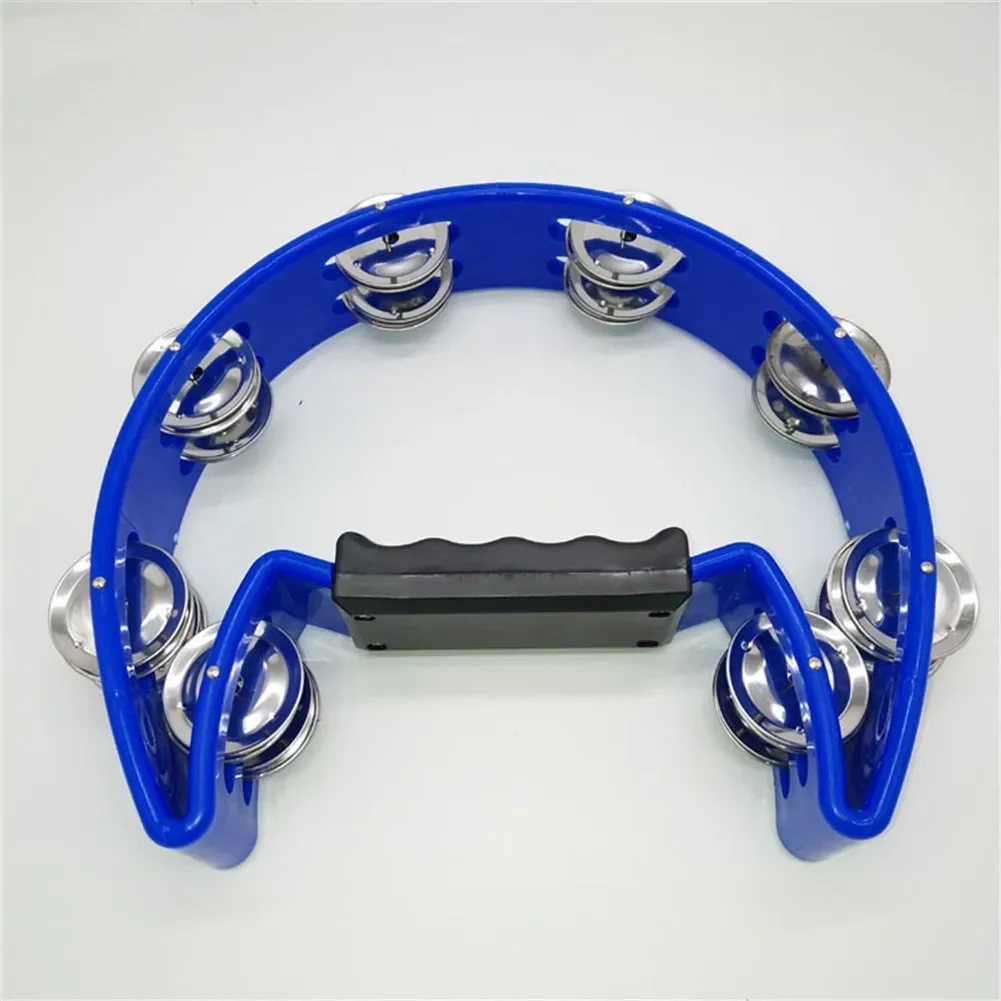 

Single Half Moon Tambourine Percussion Musical Instruments Hand Bells Party Play For KTV Party Kid Game Toy Musical Instrument