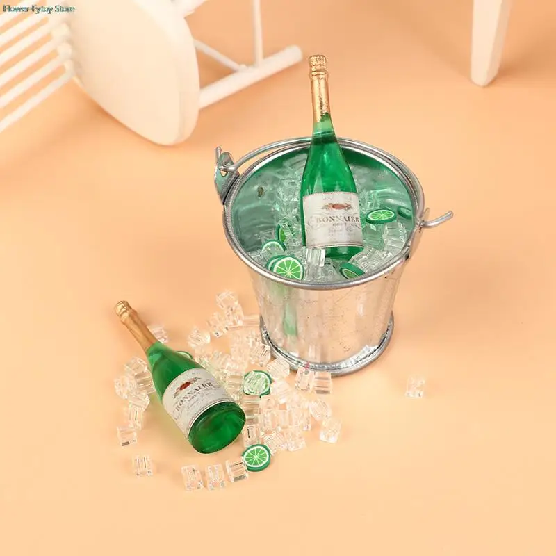 

1set 1/12 Dollhouse Beer Ice Cube Bucket Set Model Dollhouse Mini Bar Decorations Toys Dolls House Accessories