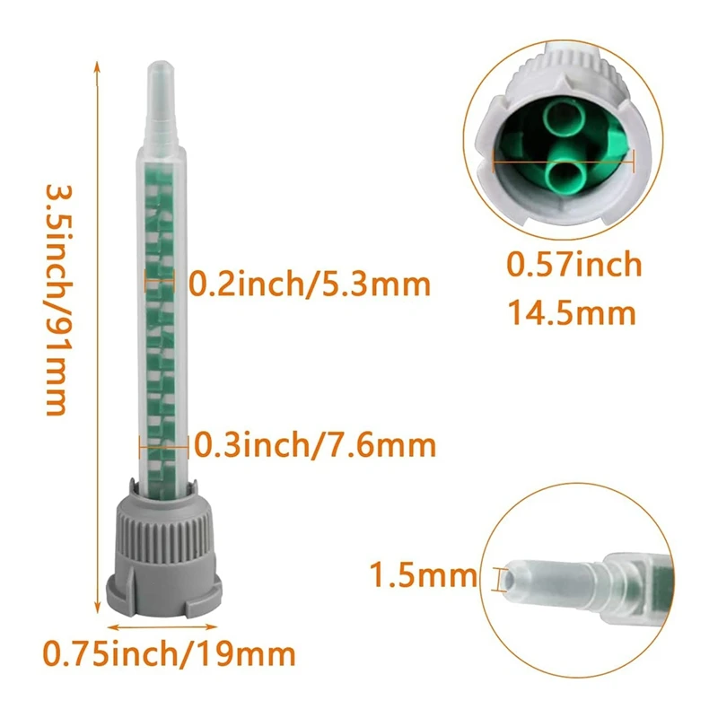 20 Pieces Mixing Nozzles Adhesive Cartridges Tip For 50Ml Resin Mixer Adhesive Applicatior 16-,1:1 Ratios