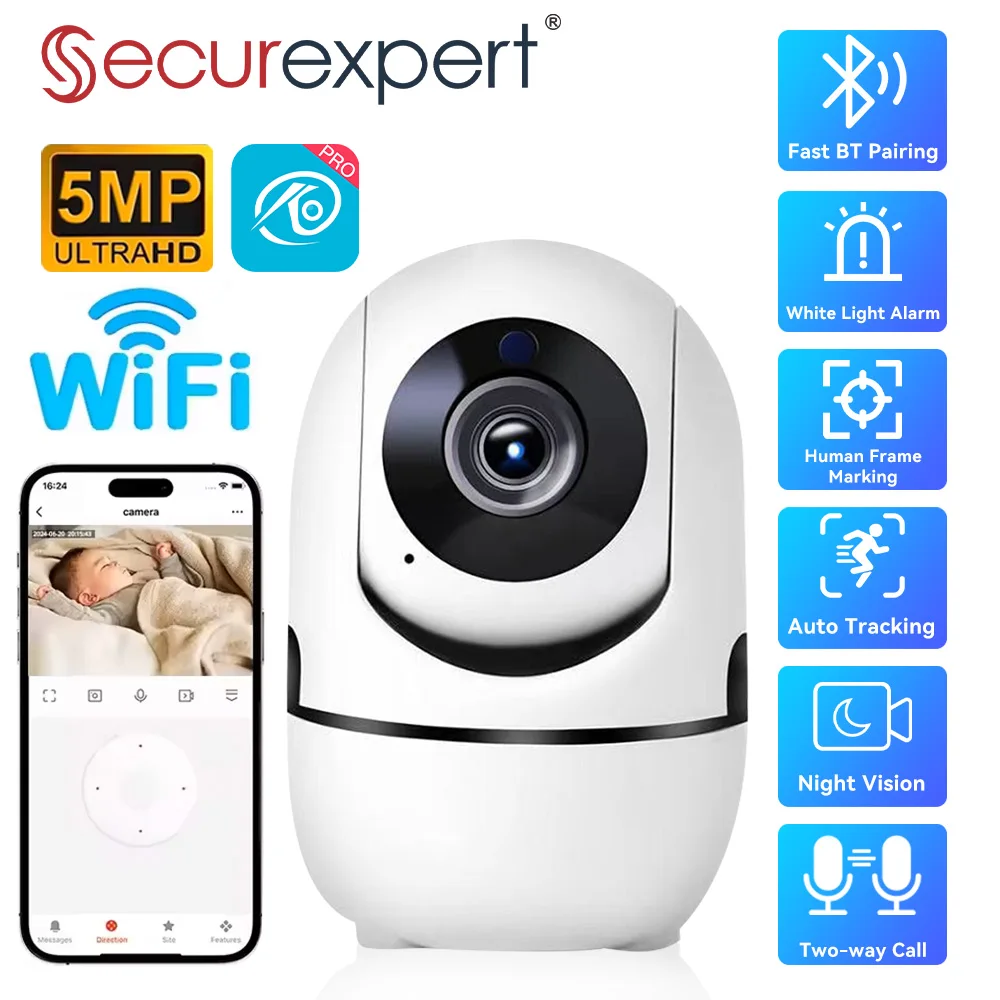 5MP WiFi indoor Camera 2K Smart WiFi Security Camera 360° PTZ Automatic Tracking Detection Night Vision Baby Monitor CCTC Camera 1
