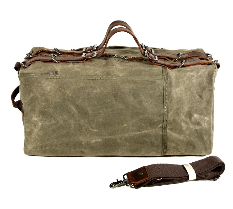 Grote waterdichte canvas leren reistas voor dames en heren, laptoptas, sporttas, weekendtas, schoudertas_voghion.com
