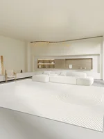 Beige Cream Style Living Room Carpet Large Size Striped Decorative Carpets Machine Washable Rug Soft Comfortable Bedroom Rugs 2