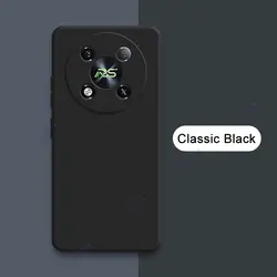 Original Square Liquid Silicone Shockproof Phone Case - 360° Soft Protective Armor Shield Back Cover for Itel RS4 (Classic Black)