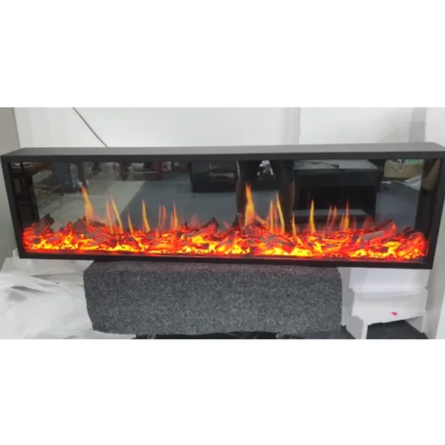 3D Electric Fireplace With Simulated Crackling Sound New Designed LCD Fire Place Insert Installation Remote Control 6