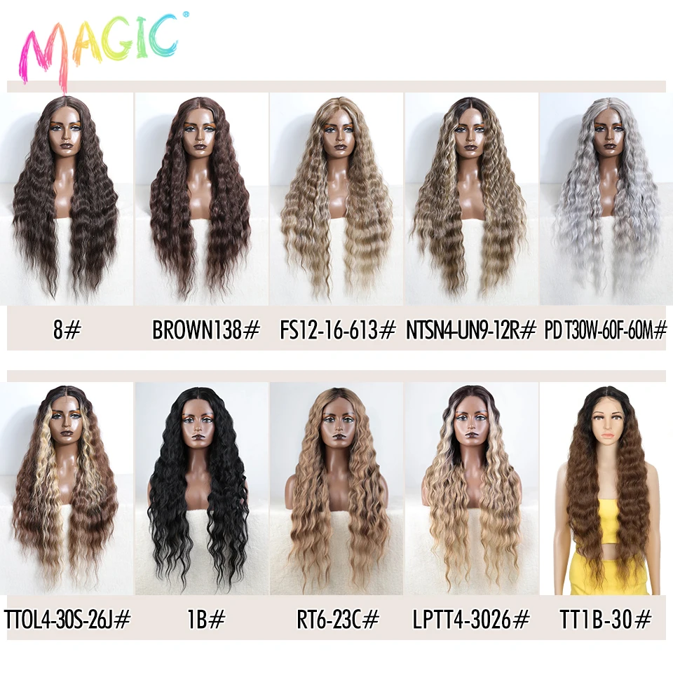 Magic Lace Front Wigs For Women 30" White Wig Body Wave Wig Blonde curly Highlight Cosplay Wigs Synthetic Lace Front