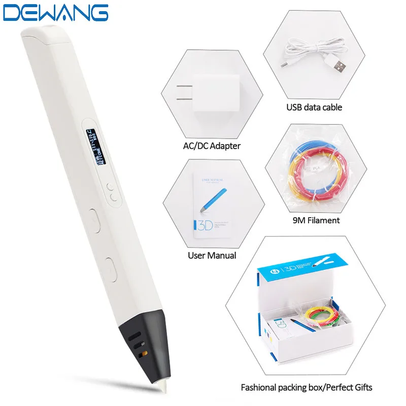 3d Pen Professional Set Sango PLA/ABS Filament 3d Printer Pen with OLED Screen USB Accessories Birthday Christmas Gift for Kids