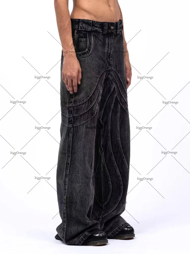 Y2K Punk Hip Hop Jeans Loose Washed Clothing Men Floor Mopping Pants Men Women Streetwear Coast Work Clothes Ripped Style men jeans ripped jeans ripped patchwork jeans