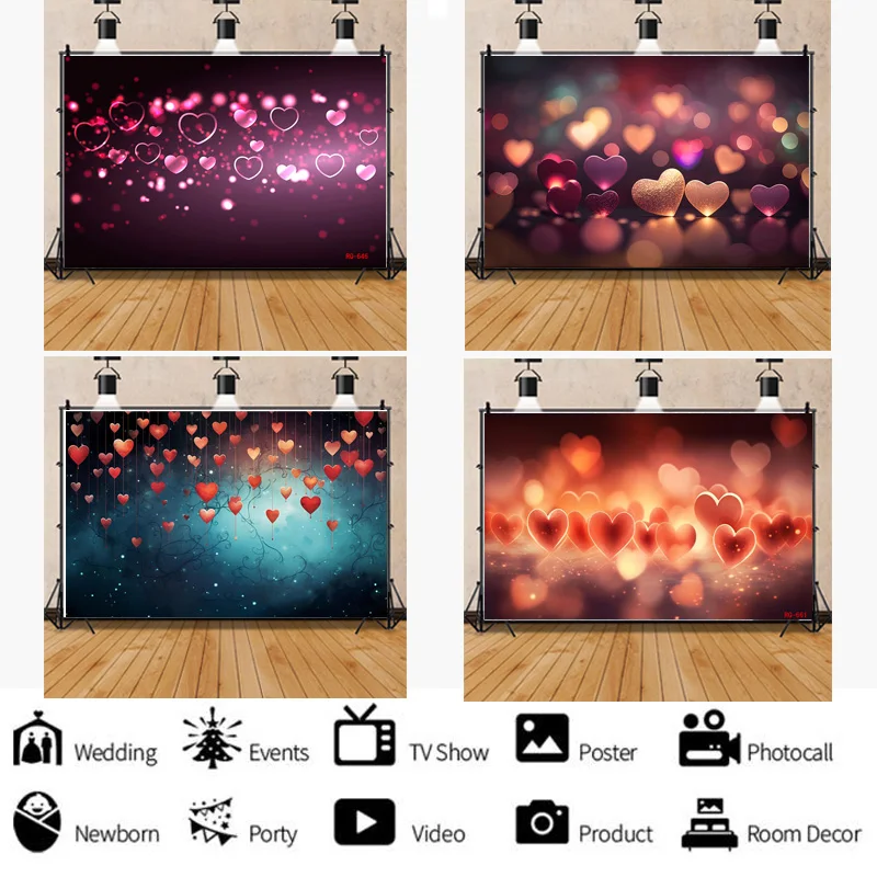 

ZHISUXI Red Heart-Shaped Creative Confession Scene Background Valentine's Day Love Photo Studio Photography Backdrops RQ-53