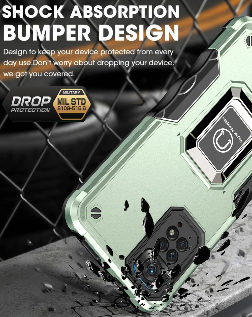KEYSION Shockproof Armor Case for Redmi Note 11 11S Global Version Ring Stand Phone Back Cover for Xiaomi Redmi Note 11 _voghion.com