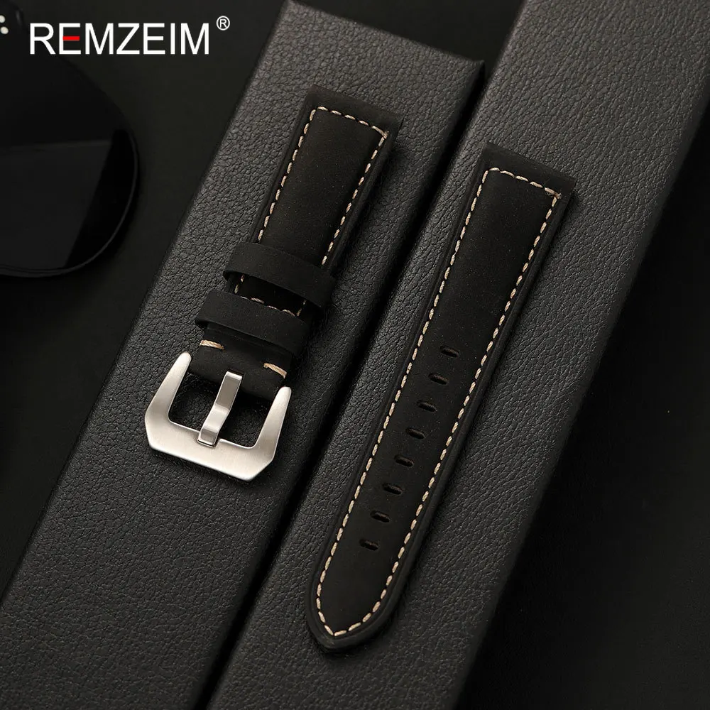 Vintage Crazy Horse Leather Watch Strap - Classic Sport Style Band