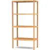 4 Tier Bamboo Storage Shelf Freestanding Bookcase Bathroom Kitchen Organizer Sturdy Moisture Resistant Space Saving Rack 5