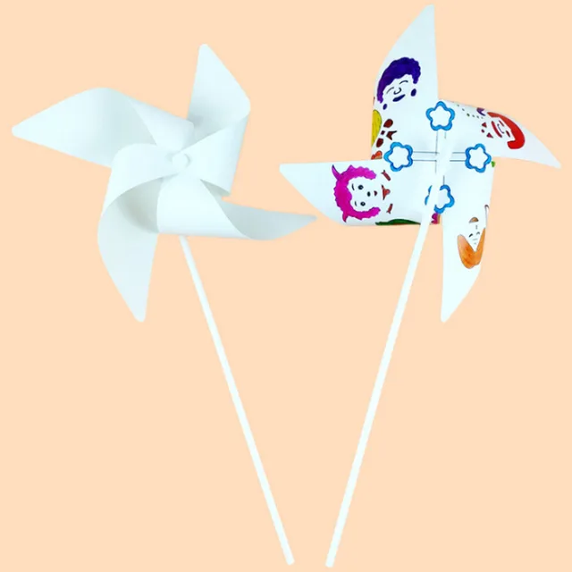 12pcs Blank Painting Windmill DIY Graffiti Pinwheel Toys Kindergarten Handmade Art Material Educational Toys Gifts 4