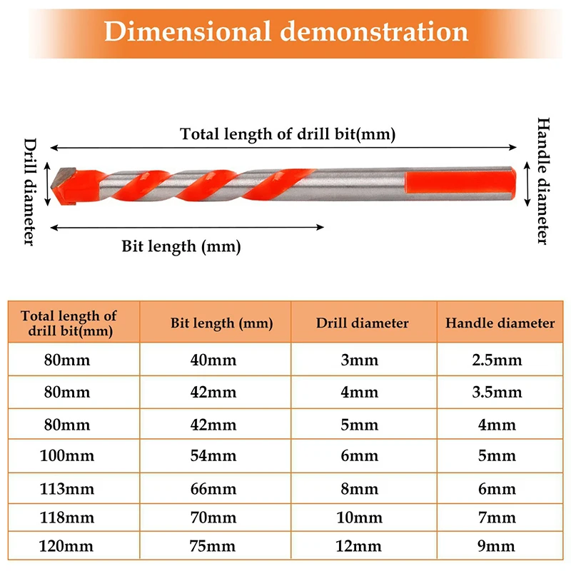 Drill Bit Set 6PCS 4-12mm Multifunctional Drill Bit Diamond Set Ceramic Tile Wood Glass Punching Hole Saw Metal Drilling Tools