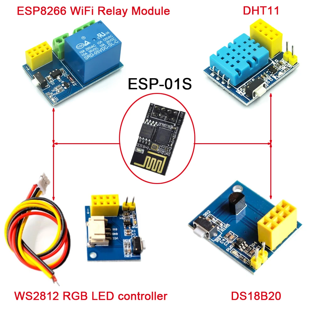 ESP8266 5V WiFi 릴레이 모듈 IoT 스마트 홈 원격 제어 스위치 Arduino DS18B20 DHT11 RGB ...