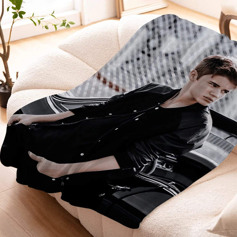 

Флисовое одеяло для дивана, зимнее теплое Фланелевое мягкое одеяло до колена в стиле Джастина Бибера для кемпинга и сна, семейное постельное белье