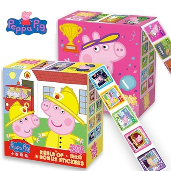 200Pcs/Box Peppa Pig Roll Sticker 3-6 Year Old Child Cartoon George Character Girl Child Reward Sticker Toy Gift