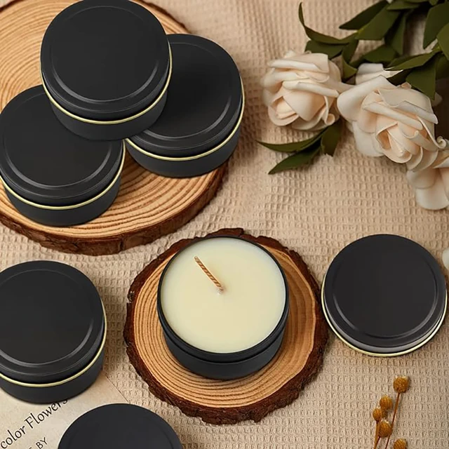 24 Pack 8 Oz Large Size Empty Candle Tins Containers with Lid Wholesale  Black Metal Candles Jars for DIY Candle Making - AliExpress