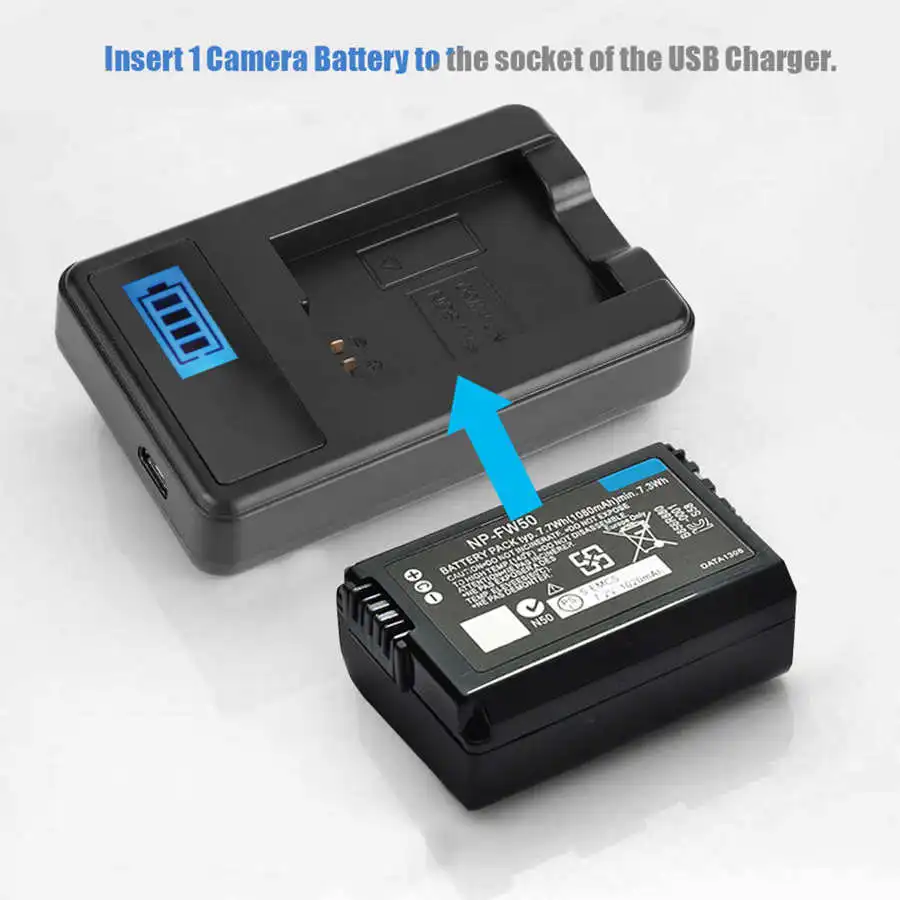 NPFW50 Battery Charger Camera Battery USB Charger with LED Indicator