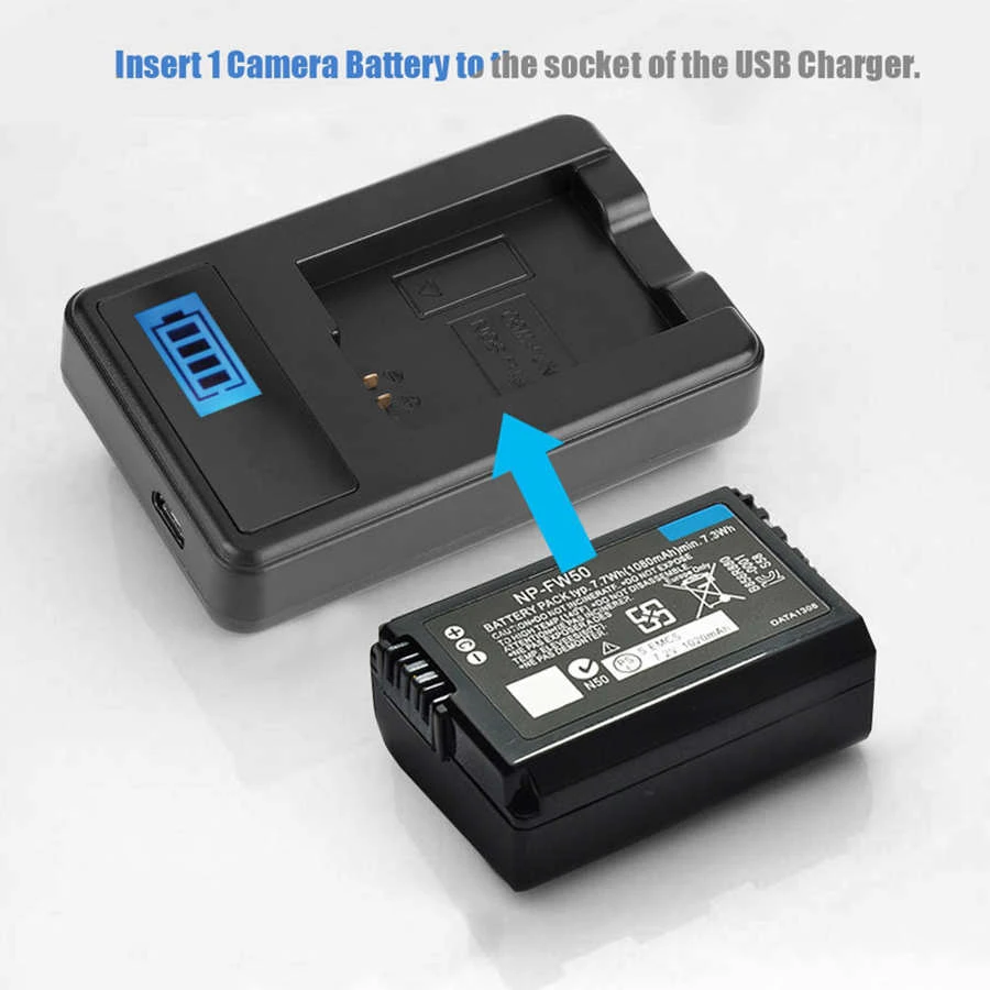 Batterie Factice USB-C Pour Appareils Sony NP-FW50 (ZV-E10, A7, A6000, RX10...) - Alimentation Continue - 10
