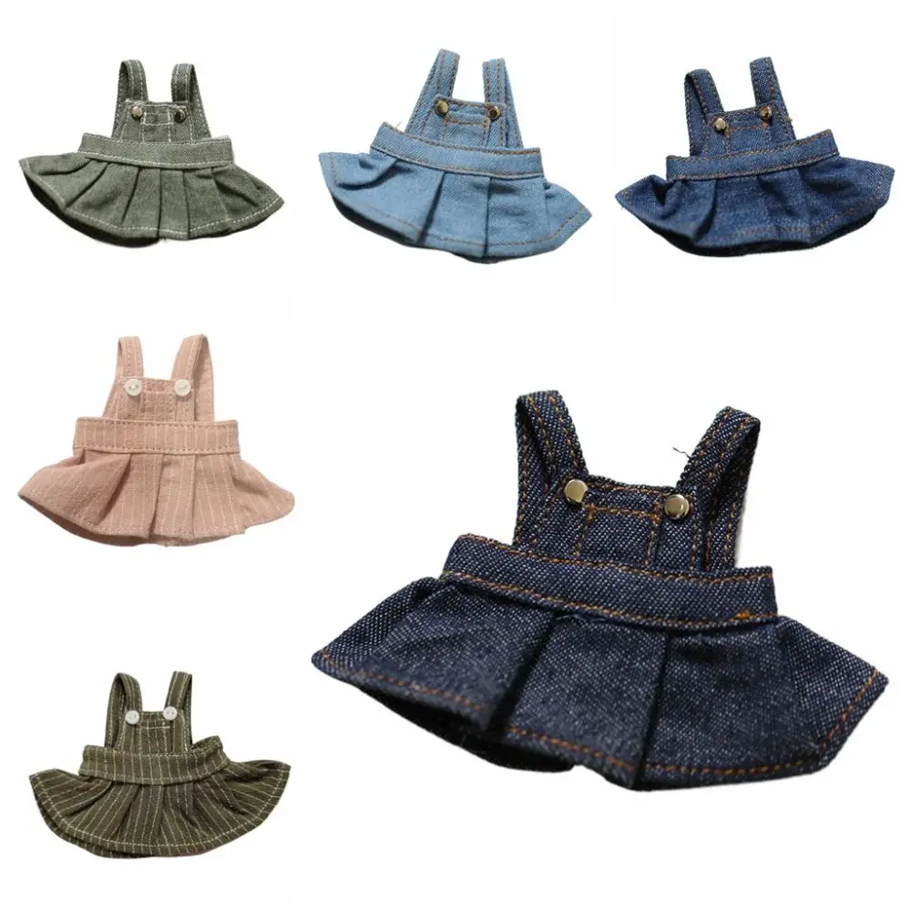 Diy Doll Dress Suspender Dress Doll Clothes Accessories Denim Dress for 12cm Doll Mini Bear Clothes Dress Cute DIY Stuffed Dolls