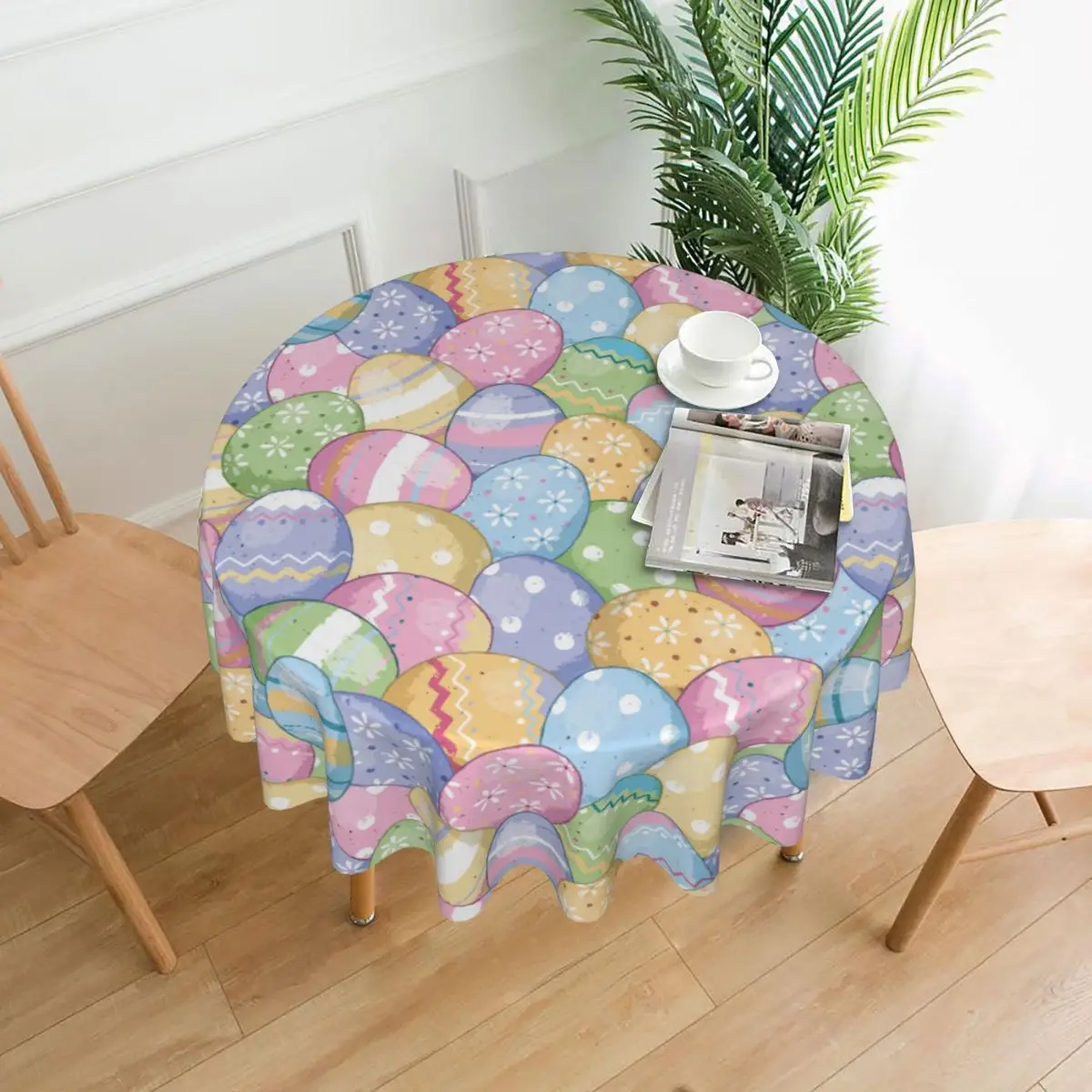 

Cute Easter Eggs Tablecloths Living Room Table Decoration Fabric Round Tablecloth