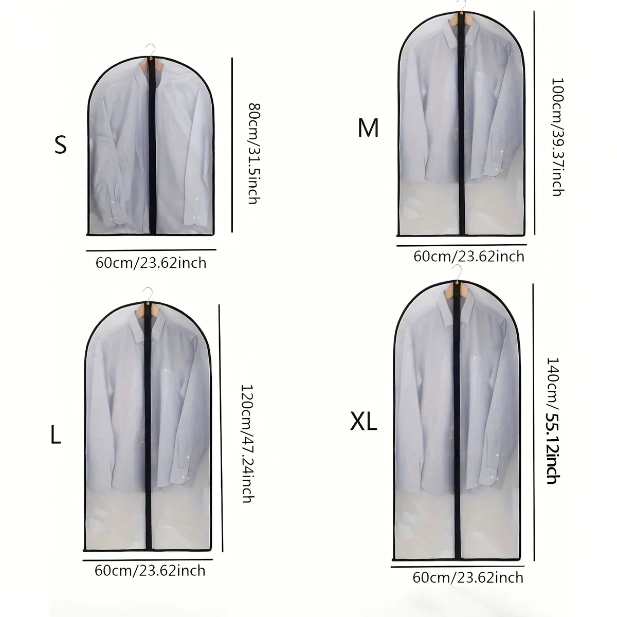 Clothes Dust Cover Transparent Thickened Washable Dust Bag PEVA Household Dust Cover Coat Suit Cover Hanging Clothes Bag