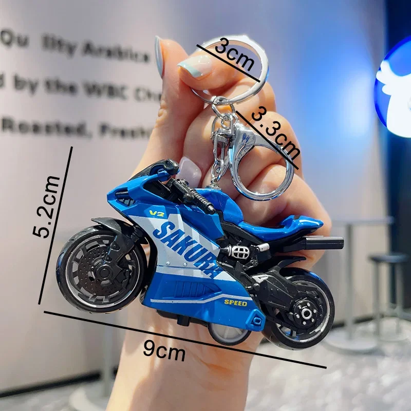 Mini Simulation Plastic Motorbike Model Keychain Cute Pendant Keyring Bag Home Desktop Miniatures Collection Display