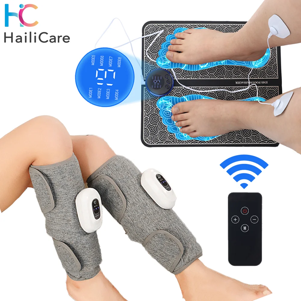 

EMS Electric Foot Massager Mat Muscle Stimulator 8 Mode Foot Pad Blood Circulation 3 Mode Vibration Leg Air Compression Massager