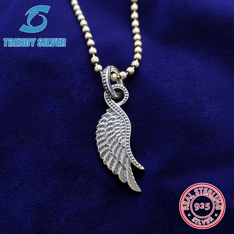 

Мужская цепочка с подвеской «ангельские крылья», серебро 925 пробы
