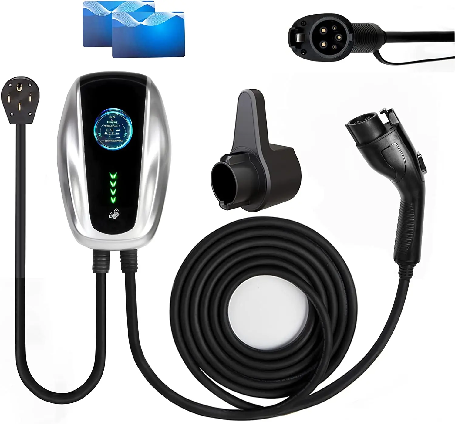 

Kzalzaci Type2 EV зарядная станция 7 кВт 32 А кабель быстрой зарядки (9,2 м), штепсельная вилка J1772 домашняя зарядная точка слайд карта