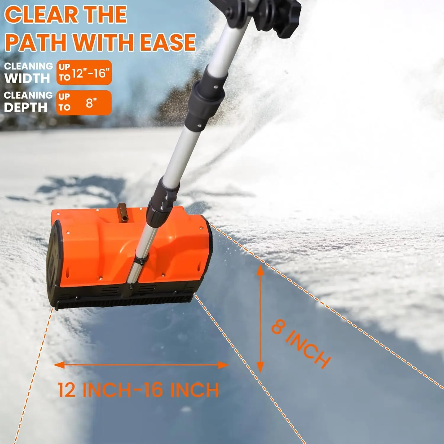13" Cordless Snow Shovel, 2x 48V 600W Motor 4-Ah Battery Powered Snow Blower 8" Depth Electric Snow Shovel with Directional