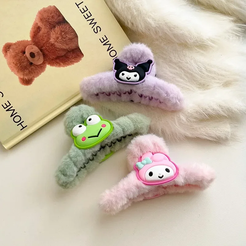 

Sanrio Kuromi My Melody Children's Grippers Little Girl Plush Cartoon Hair Accessories Large Gripping Shark Clip Child‘s Gifts